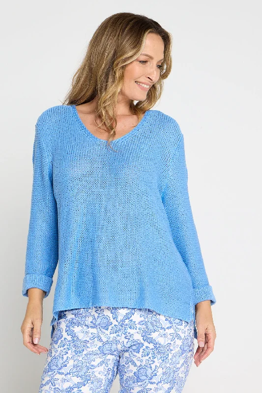 Emmy Cotton Knit Jumper - Blue