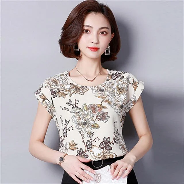 Floral Chiffon Blouses Women Tops