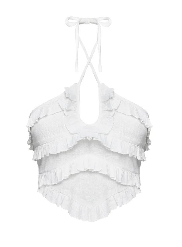 Francesco Frill Halter Top White