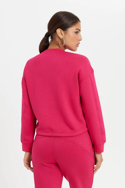 Women Fuchsia fitted Sweatshirt