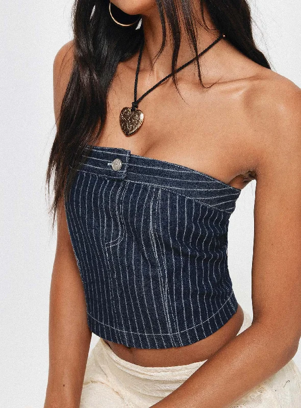 Grier Strapless Denim Top Indigo