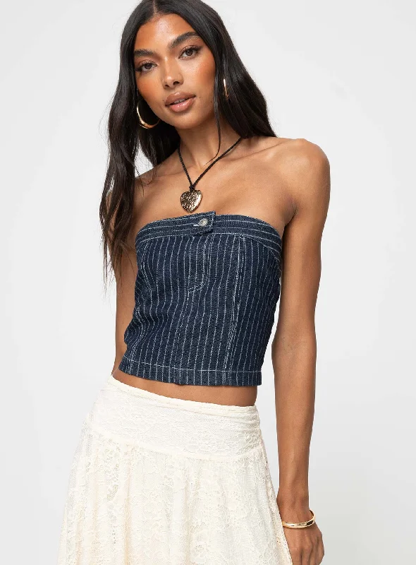 Grier Strapless Denim Top Indigo