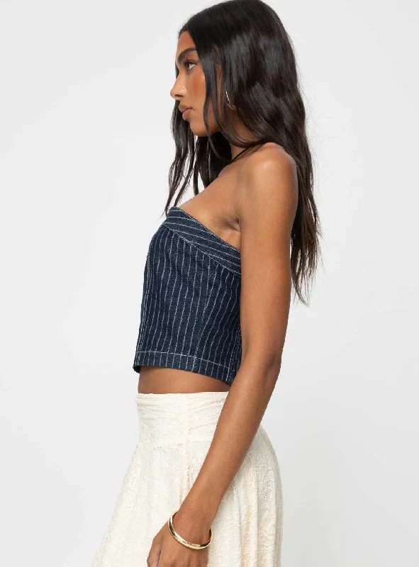 Grier Strapless Denim Top Indigo