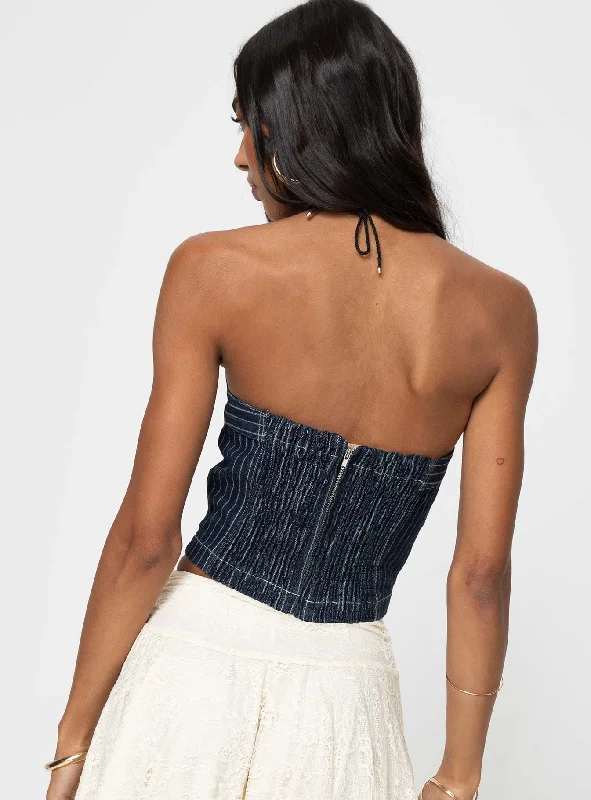 Grier Strapless Denim Top Indigo