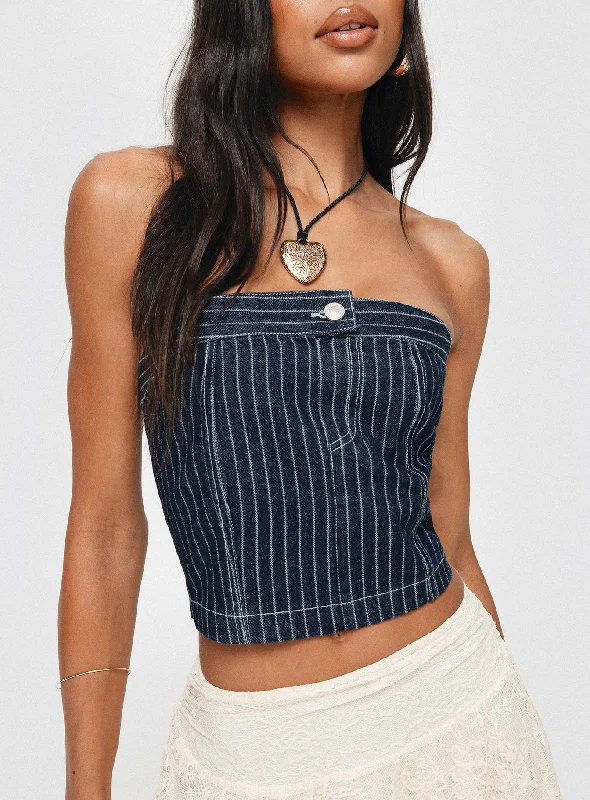 Grier Strapless Denim Top Indigo