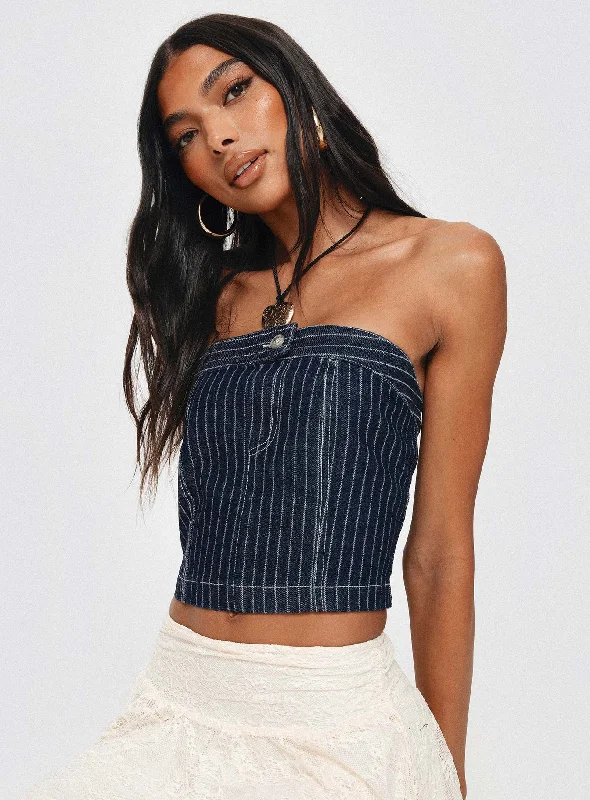 Grier Strapless Denim Top Indigo