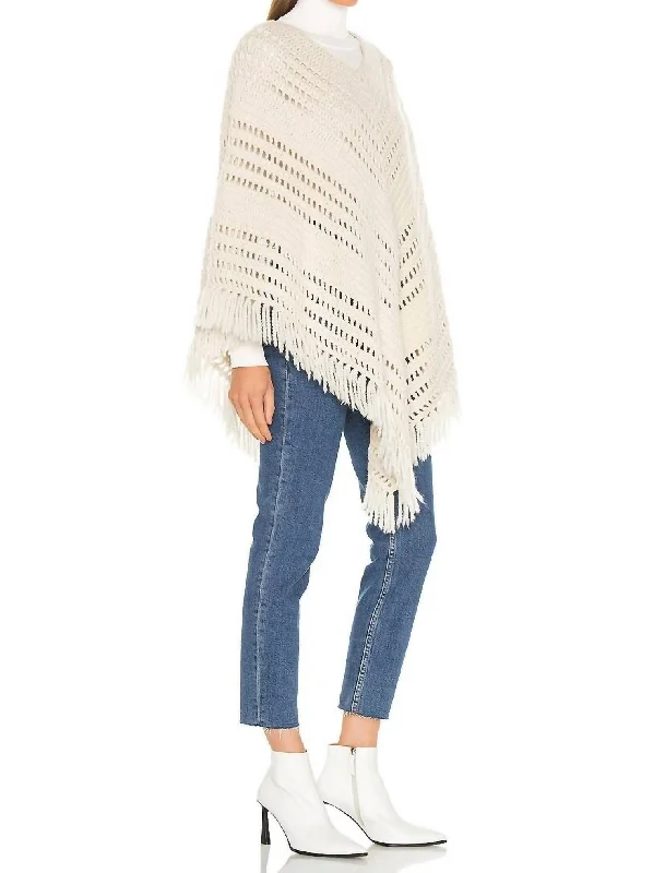 Hand Crochet Poncho In Ivory