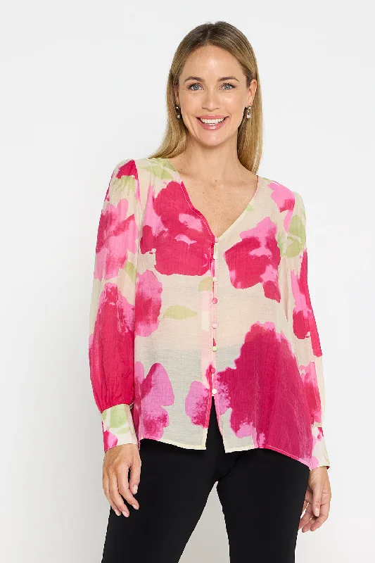 Isadora Blouse - Watercolour Pink Floral