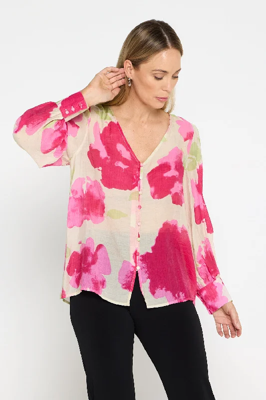 Isadora Blouse - Watercolour Pink Floral