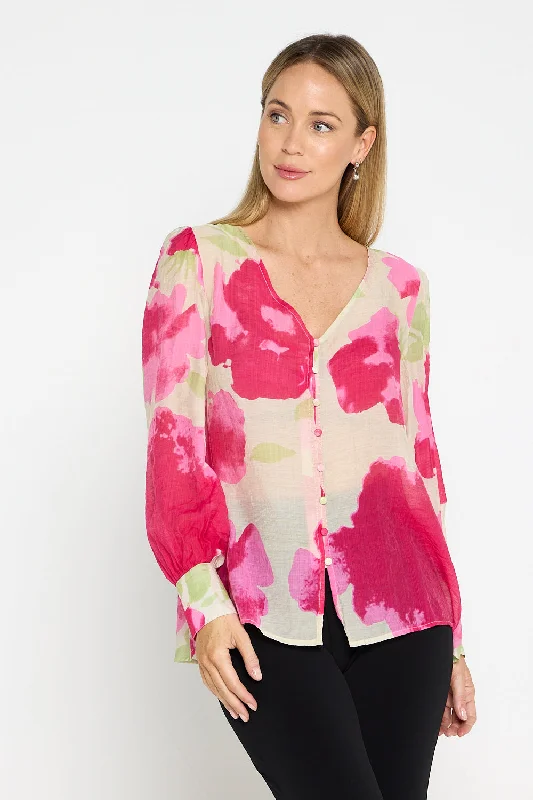 Isadora Blouse - Watercolour Pink Floral