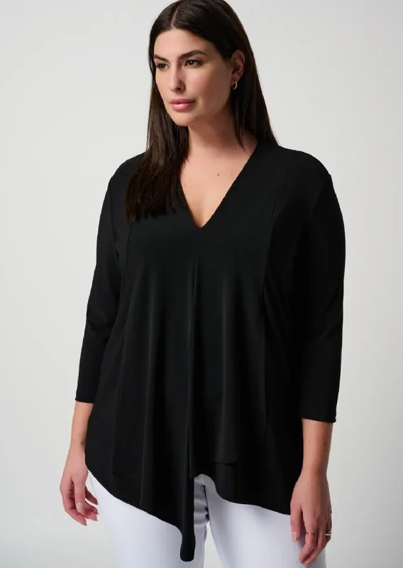 Joseph Ribkoff - Asymmetrical V-Neck Top