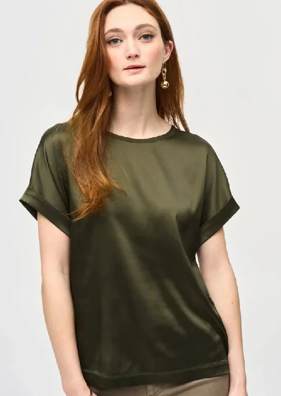 Joseph Ribkoff -  Satin Front Short Sleeve Top