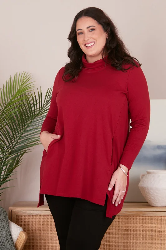 Joslin Cowl Tunic - Burgundy