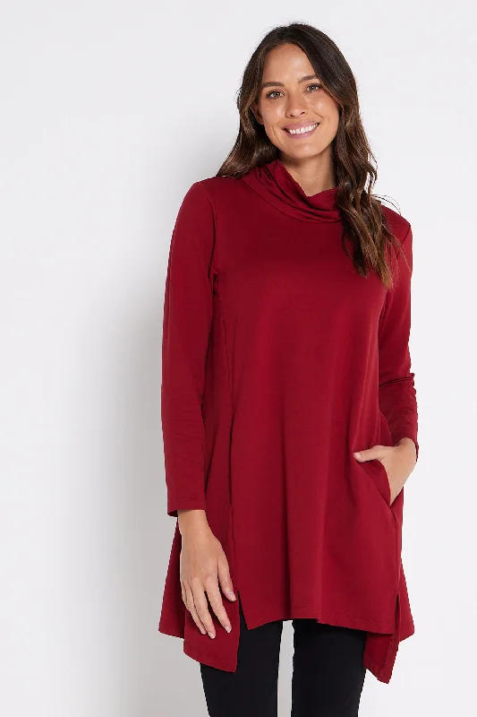 Joslin Cowl Tunic - Burgundy