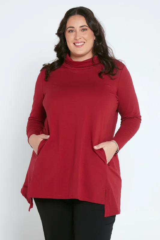 Joslin Cowl Tunic - Burgundy