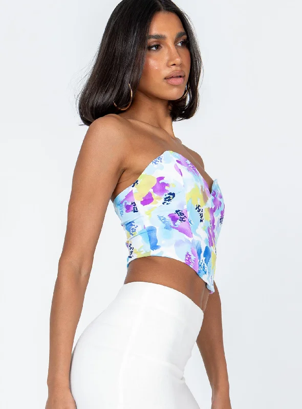 Kianni Strapless Top Blue