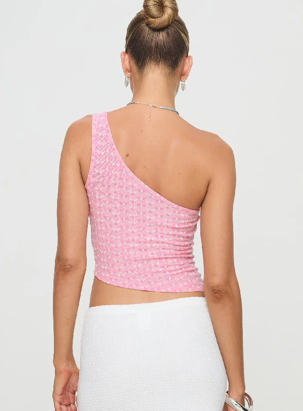 Lithay One Shoulder Top Pink