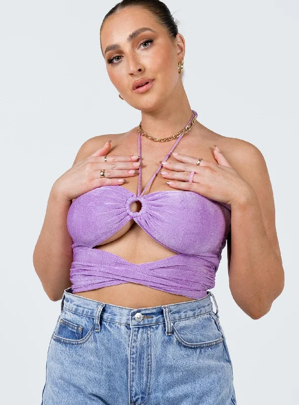 Loriella Ring Detail Crop Top Purple