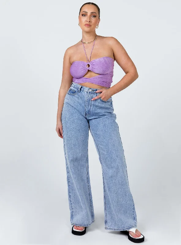 Loriella Ring Detail Crop Top Purple