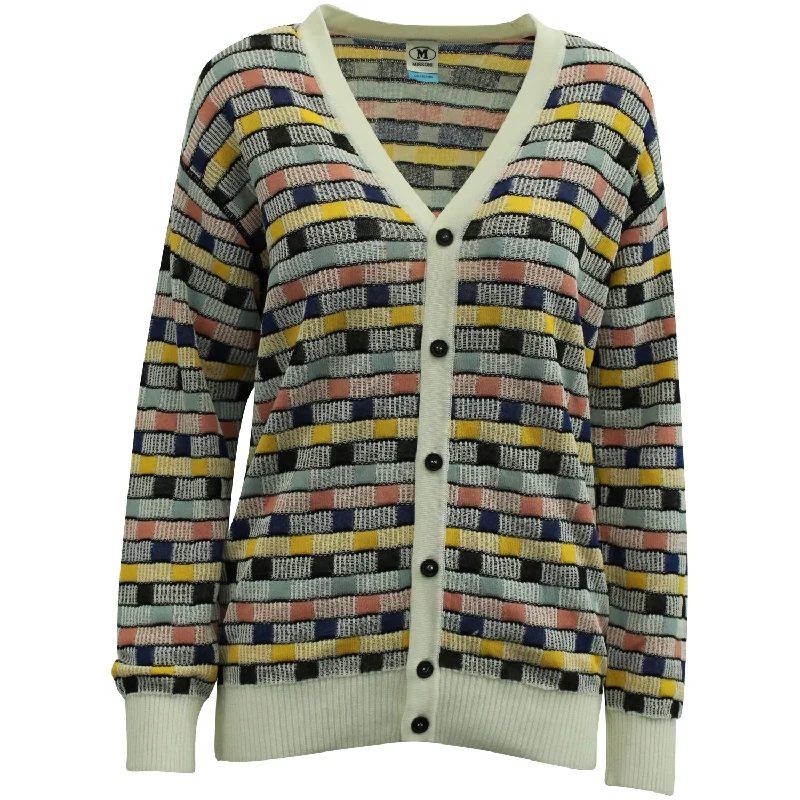 M Missoni Striped Intarsia Cardigan in Multicolor Cotton