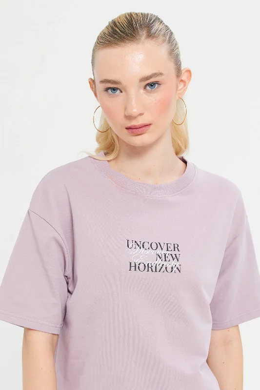 Women Mauve Printed Sweatshirt