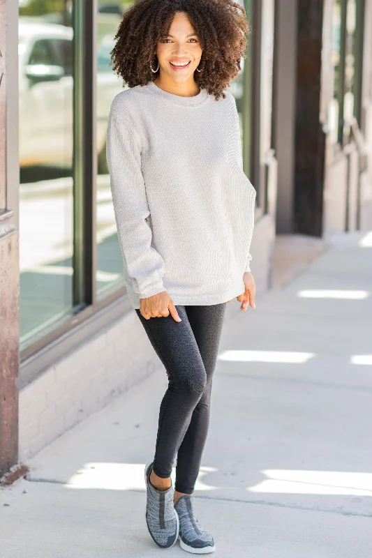 True To Form Silver Gray Corded Sweatshirt