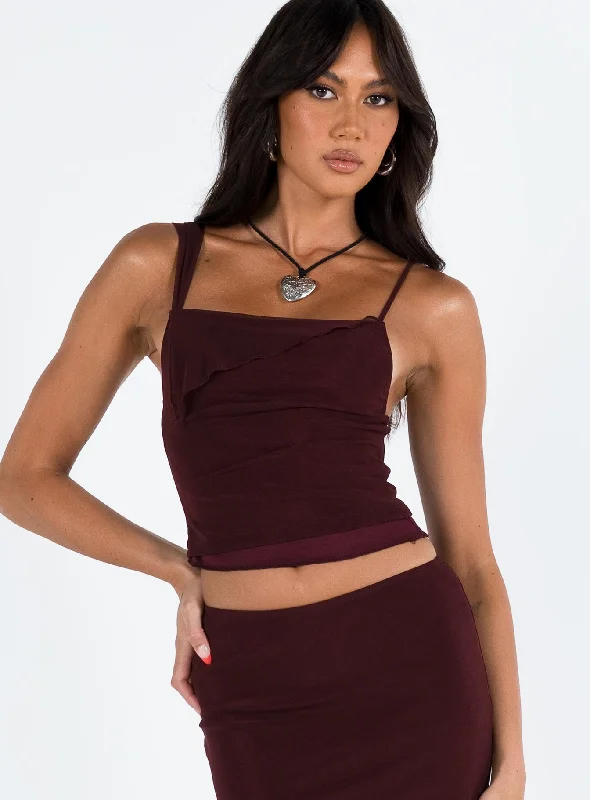 Motel Sambu Top Mesh Burgundy