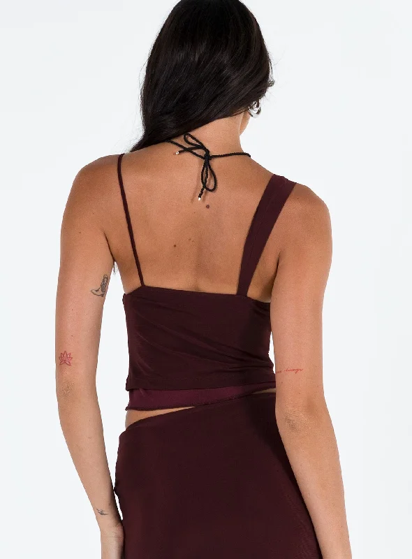 Motel Sambu Top Mesh Burgundy