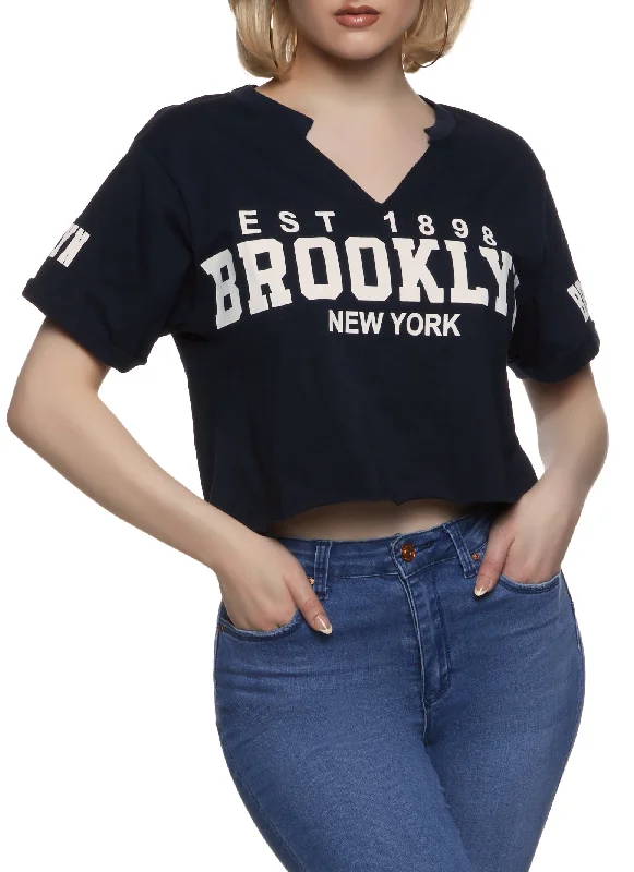 Brooklyn New York Notch Neck Graphic Tee