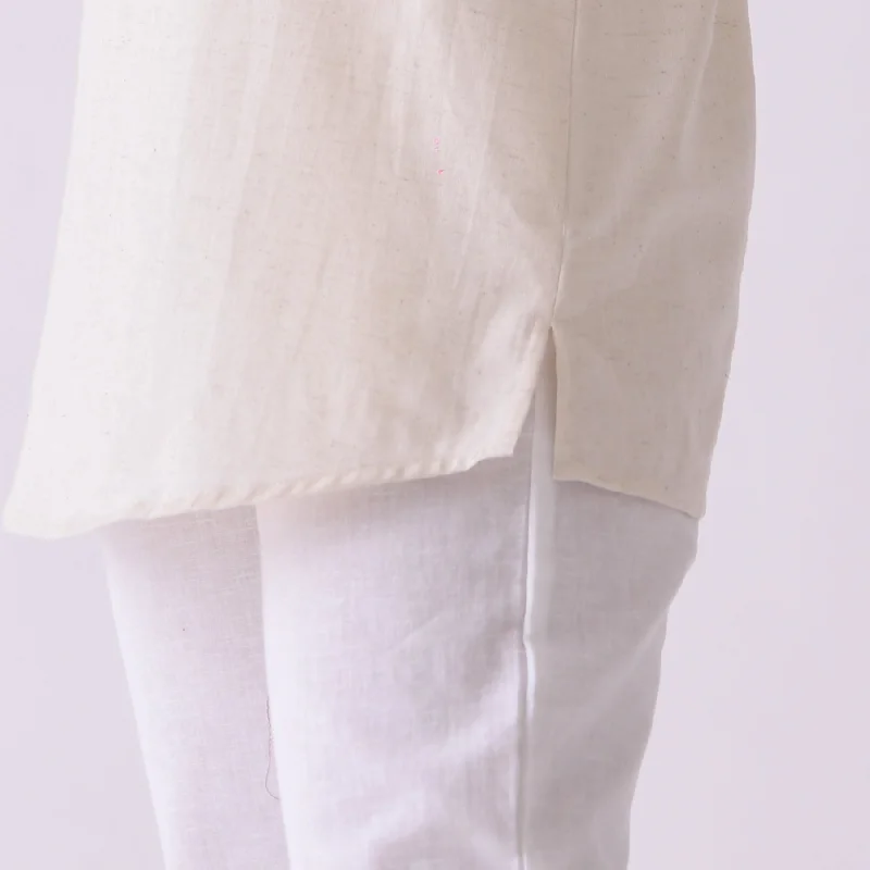 Off White Button Up Linen Cotton Tunic