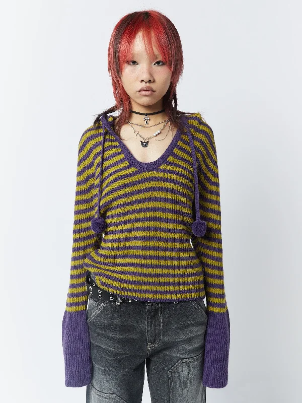 Paige Yellow & Purple Knitted Hoodie