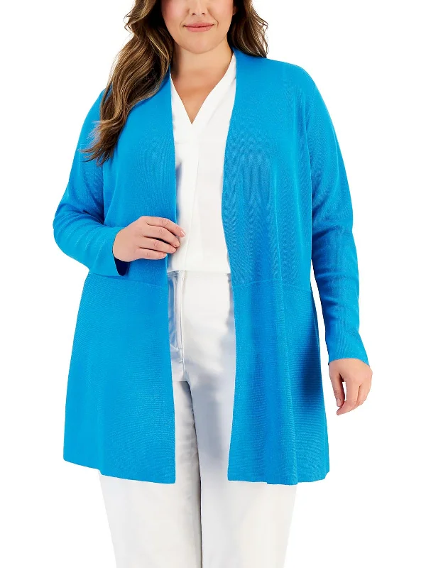 Plus Womens Solid Cardigan Sweater