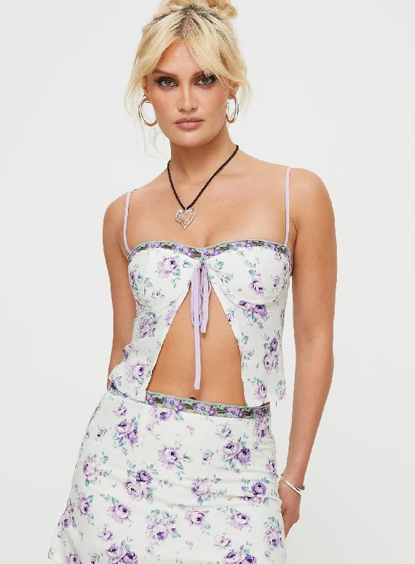 Ringa Rosey Top Purple Floral