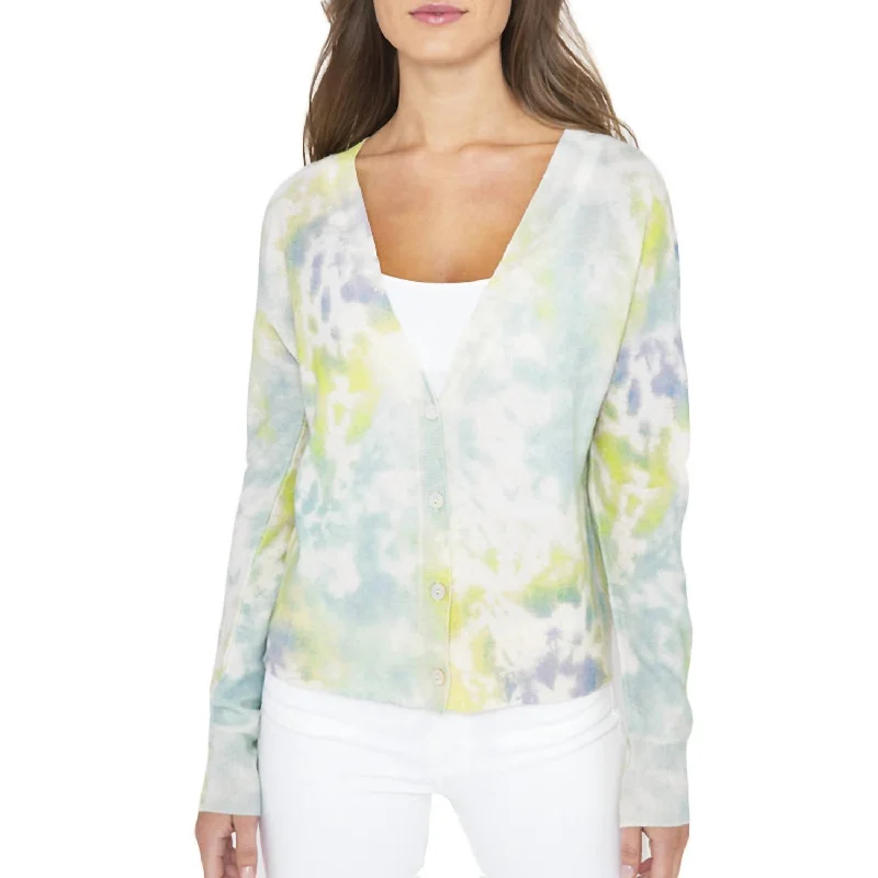 Splash Cashmere Cardigan In Surf Multi