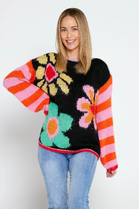 Stevie Knit Jumper - Black/Multi Floral