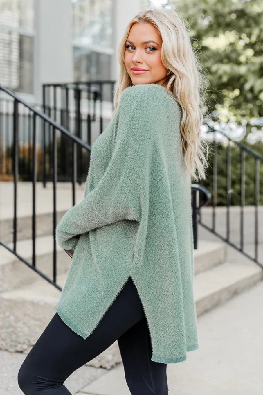 Thinking Of You Olive Fuzzy Henley Blouse