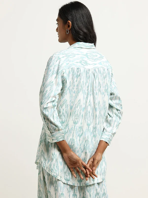 Utsa Aqua Ikat Printed Tunic