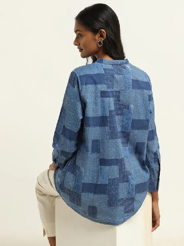 Utsa Blue Printed Kurti