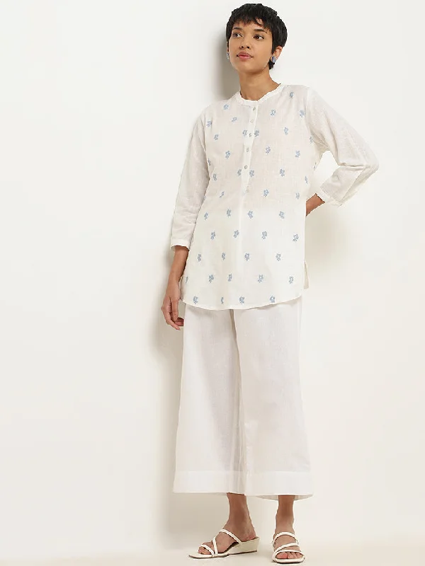 Utsa White Cotton Button-Down Tunic