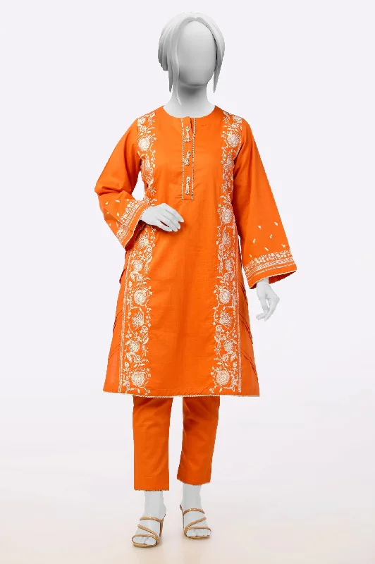 Orange Embroidered 2PC