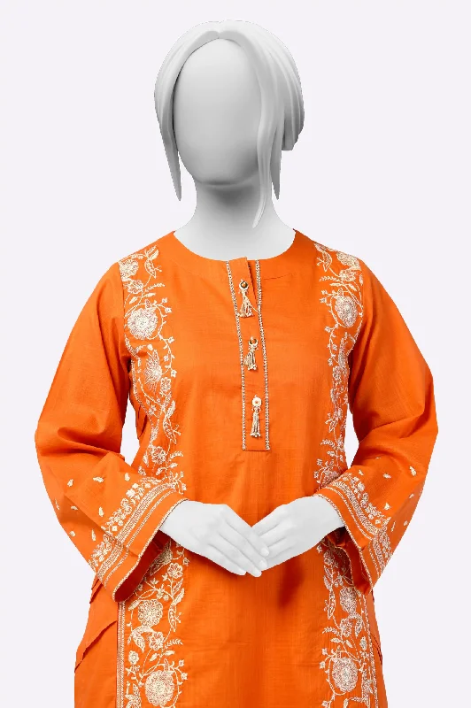 Orange Embroidered 2PC