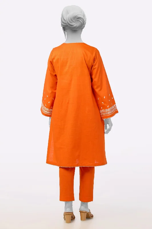 Orange Embroidered 2PC