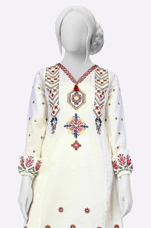 White Embroidered Kurti