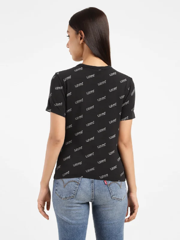 Women's Brand Logo Slim Fit T-shirt Black