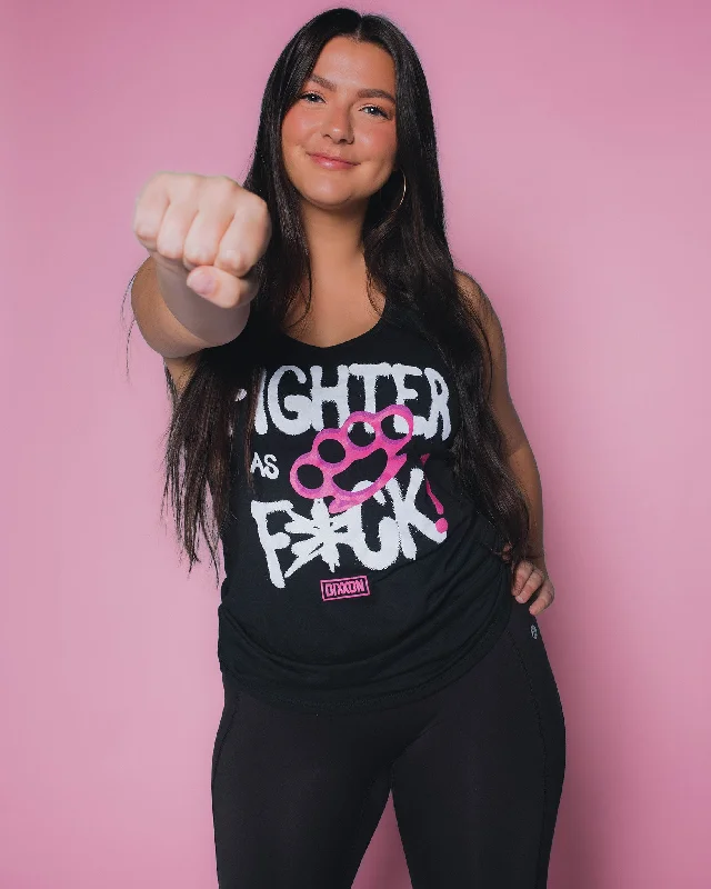 Women's Fighter As Fuck Fitted Tank - Black