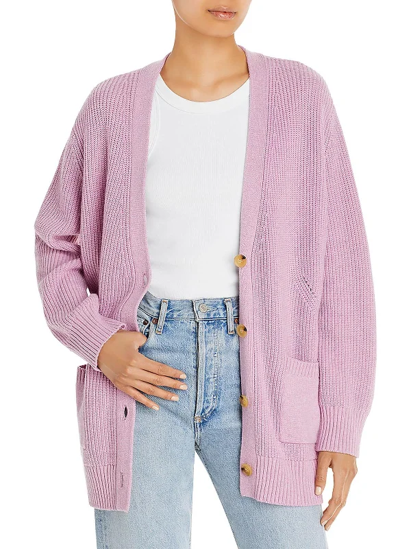 Womens Oversized Button-Up Cardigan Sweater