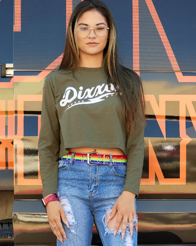 Women's Script Long Sleeve Crop Top