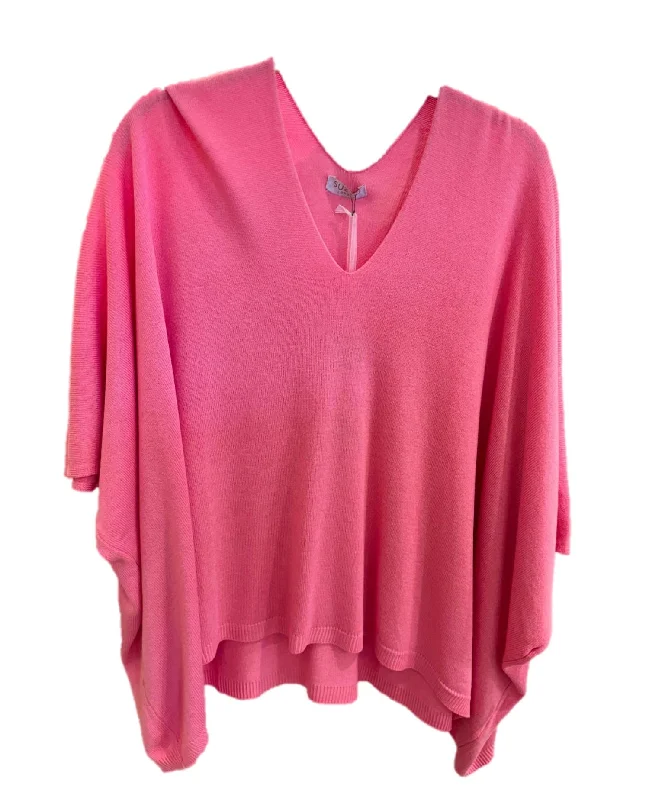 Women's Soft Knit Oversize Swing Sweater In Candy Pink