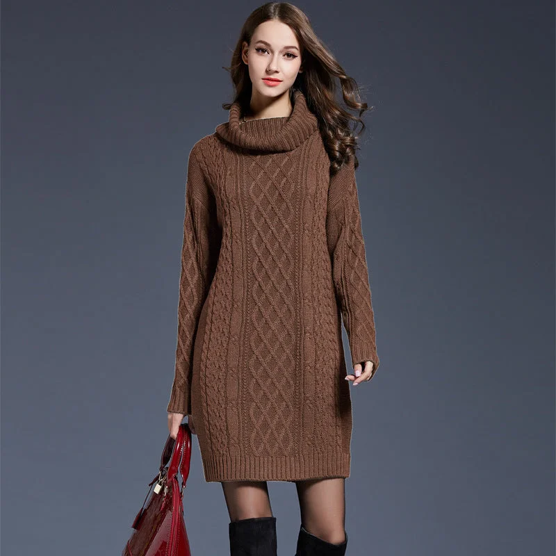 FZ Women's turtleneck loose sweater dress