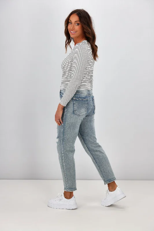 All About Eve Rib Stripe Long Sleeve Top White